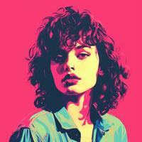 a pop art style portrait of a woman with curly hair generative ai photo