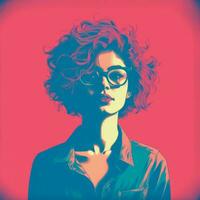 a pop art style portrait of a woman with glasses generative ai photo