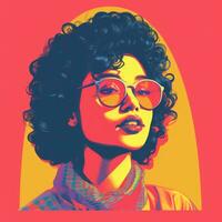 a pop art style portrait of a woman with glasses generative ai photo