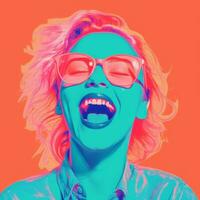 a pop art style portrait of a woman with her mouth open generative ai photo