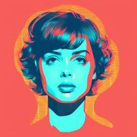 a pop art style portrait of a woman with short hair generative ai photo