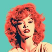 a pop art style portrait of a woman with red hair generative ai photo