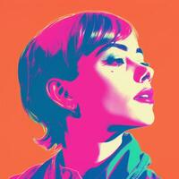 a pop art style portrait of a woman with short hair generative ai photo