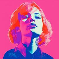 a pop art style portrait of a woman generative ai photo