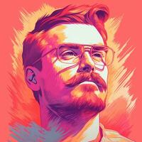 a portrait of a man with glasses and a mustache generative ai photo