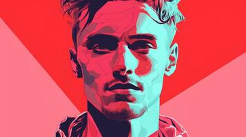 a portrait of a man with a red and blue background generative ai photo