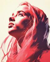 a portrait of a woman with long red hair generative ai photo