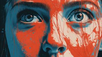 a poster for the movie the witch with a womans face covered in blood generative ai photo