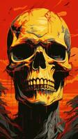 a poster of a skull with blood dripping from its head generative ai photo