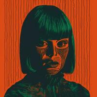 a poster with a womans face on it generative ai photo