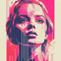 a poster with a womans face on it generative ai photo
