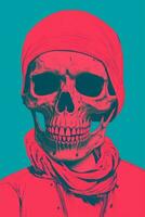 a skull wearing a bandana and a red scarf generative ai photo