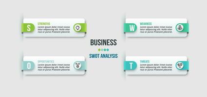 plantilla de infografía de concepto de negocio con análisis foda. vector