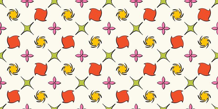 Geometric shapes and figures seamless pattern in trendy neobrutalism style. Y2K Brutal figure. Vector background