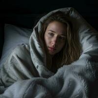 a woman is wrapped up in a blanket generative ai photo