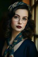 a woman wearing glasses and a head scarf generative ai photo