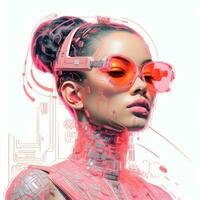 a woman wearing sunglasses and a futuristic outfit generative ai photo