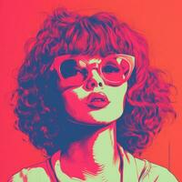 a woman wearing sunglasses and a pink shirt generative ai photo