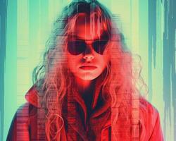 a woman wearing sunglasses and a red coat generative ai photo