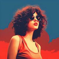 a woman wearing sunglasses and a red top generative ai photo