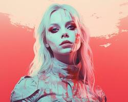 a woman with blood all over her face generative ai photo