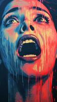 a woman with blood dripping down her face generative ai photo
