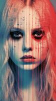a woman with blood dripping down her face generative ai photo