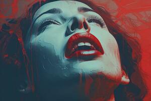 a woman with blood dripping down her face generative ai photo