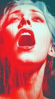 a woman with blood dripping from her mouth generative ai photo