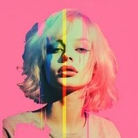 a woman with bright colors on her face generative ai photo