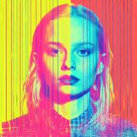 a woman with bright colors on her face generative ai photo