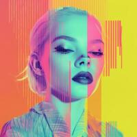 a woman with bright colors on her face generative ai photo