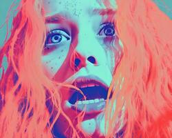 a woman with bright red hair and freckles on her face generative ai photo