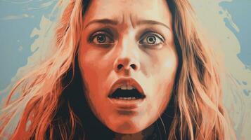 a woman with her mouth open and eyes wide generative ai photo