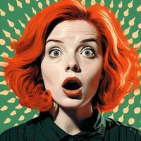 a woman with red hair and an open mouth generative ai photo