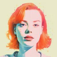 a woman with red hair and blue eyes generative ai photo