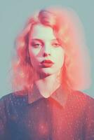 a woman with red hair and blue eyes generative ai photo