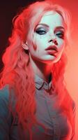 a woman with red hair and blue eyes generative ai photo