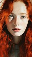 a woman with red hair and freckles generative ai photo