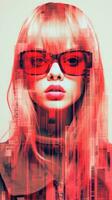 a woman with red hair and glasses generative ai photo