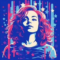 a woman with red hair and stars on her face generative ai photo