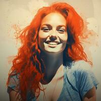a woman with red hair is smiling generative ai photo