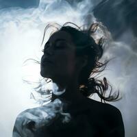 a woman with smoke coming out of her hair generative ai photo