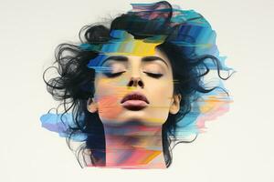 a womans face is covered in colorful paint generative ai photo