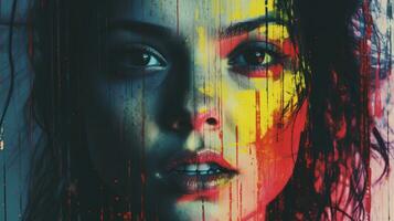 a womans face is covered in paint generative ai photo
