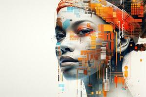 a womans face with an abstract background generative ai photo