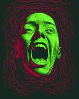 a womans face with red and green lines on it generative ai photo