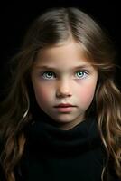 a young girl with blue eyes and long hair generative ai photo
