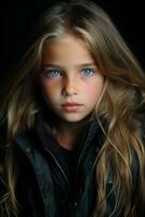 a young girl with blue eyes and long hair generative ai photo