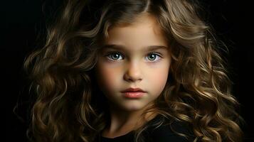 a young girl with curly hair and blue eyes generative ai photo